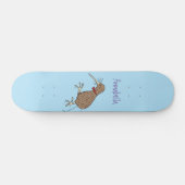 Gelukkig springkiwi met het ontwerp van de cartoon persoonlijk skateboard (Horizontaal)