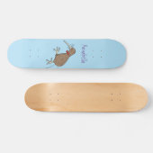 Gelukkig springkiwi met het ontwerp van de cartoon persoonlijk skateboard (Horizontaal)