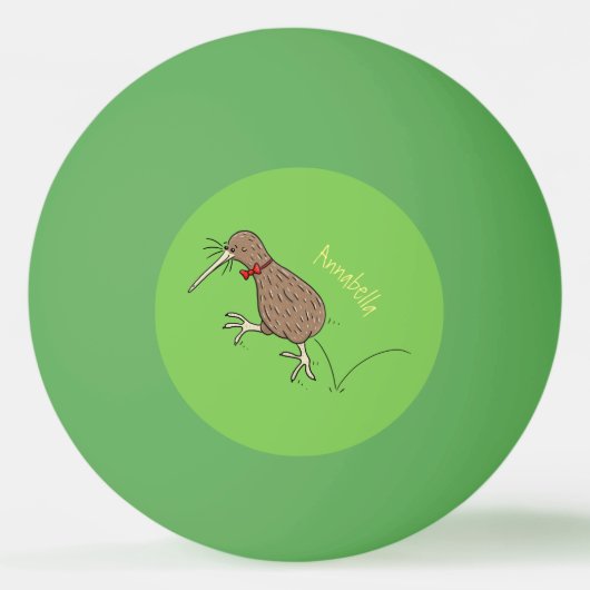 Gelukkig springkiwi met het ontwerp van de cartoon pingpongbal (Voorkant)