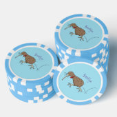 Gelukkig springkiwi met het ontwerp van de cartoon poker chips (Opstapeling)