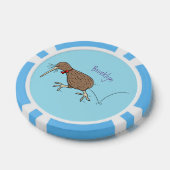 Gelukkig springkiwi met het ontwerp van de cartoon poker chips (Enkel)
