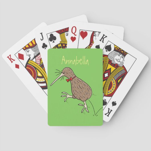 Gelukkig springkiwi met het ontwerp van de cartoon pokerkaarten (Achterkant)