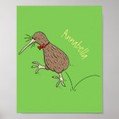 Gelukkig springkiwi met het ontwerp van de cartoon poster (Voorkant)