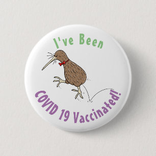 Gelukkig springkiwi met het ontwerp van de cartoon ronde button 5,7 cm