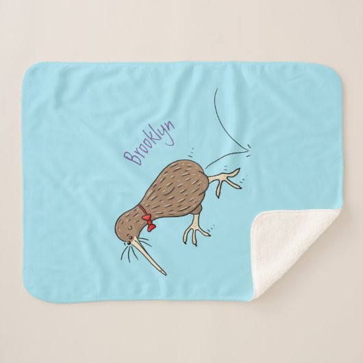 Gelukkig springkiwi met het ontwerp van de cartoon sherpa deken (Voorkant (horizontaal))