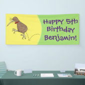 Gelukkig springkiwi met het ontwerp van de cartoon spandoek (Beurs)