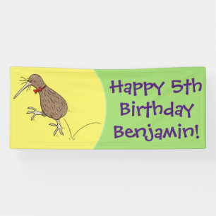 Gelukkig springkiwi met het ontwerp van de cartoon spandoek