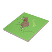 Gelukkig springkiwi met het ontwerp van de cartoon tegeltje (Zijkant)