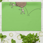Gelukkig springkiwi met het ontwerp van de cartoon theedoek (Gevouwen)