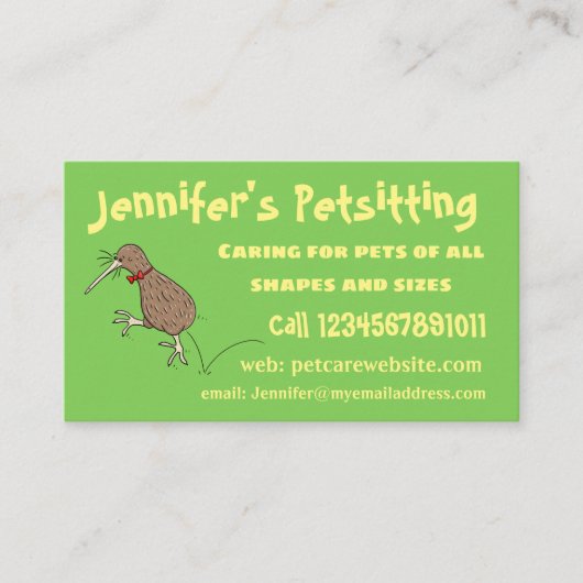 Gelukkig springkiwi met het ontwerp van de cartoon visitekaartje (Voorkant)