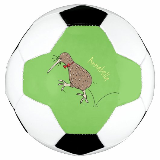 Gelukkig springkiwi met het ontwerp van de cartoon voetbal (Voorkant)
