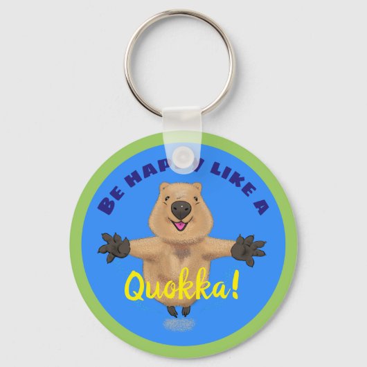 Gelukkig springquokka cartoon blauwe sleutelhanger (Voorkant)