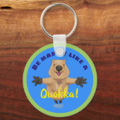 Gelukkig springquokka cartoon blauwe sleutelhanger (Voorkant)