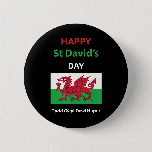 Gelukkig St David's Dag Dydd Gŵyl Dewi Hapus Ronde Button 5,7 Cm (Voorkant)