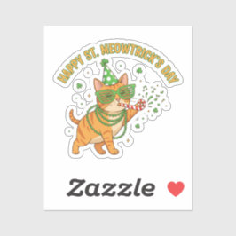 Gelukkig St Meowtrick's Dag Feest Kat Luiken Zonne Sticker