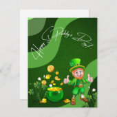Gelukkig St. Paddy's Day Kabouter Vakantiewenskaar Feestdagenkaart (Voorkant / Achterkant)
