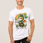 Gelukkig St. Patrick’s Heren Tri-Blend Shirt (Voorkant)