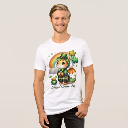 Gelukkig St. Patrick’s Heren Tri-Blend Shirt (Voorkant volledig)