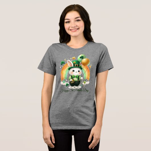 Gelukkig St. Patrick’s Vrouwen Tri-Blend Shirt (Voorkant volledig)