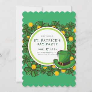 Gelukkig St Patricks Dag Feest Leprechaun & Shamro Feestdagenkaart