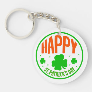 Gelukkig St. Patrick's Day Cirkelontwerp Sleutelhanger