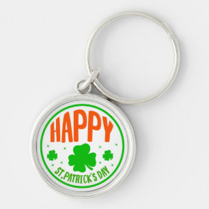 Gelukkig St. Patrick's Day Cirkelontwerp Sleutelhanger