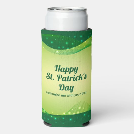 Gelukkig St. Patrick's Day Custom Green Sparkle Pa Seltzer Blikjeskoeler (Seltzer Achterkant)