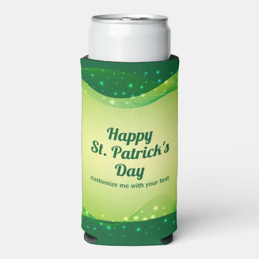 Gelukkig St. Patrick's Day Custom Green Sparkle Pa Seltzer Blikjeskoeler (Seltzer Voorkant)