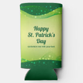 Gelukkig St. Patrick's Day Custom Green Sparkle Pa Seltzer Blikjeskoeler (Achterkant)