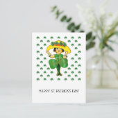 Gelukkig St. Patrick's Day. Cute Little Irish Girl Briefkaart (Staand voorkant)
