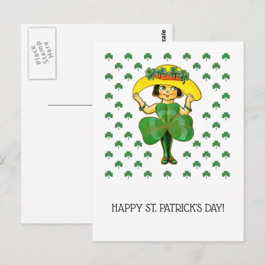 Gelukkig St. Patrick's Day. Cute Little Irish Girl Briefkaart (Voorkant / Achterkant)