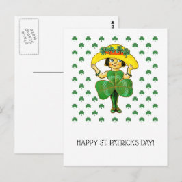 Gelukkig St. Patrick's Day. Cute Little Irish Girl Briefkaart