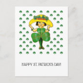 Gelukkig St. Patrick's Day. Cute Little Irish Girl Briefkaart (Voorkant)