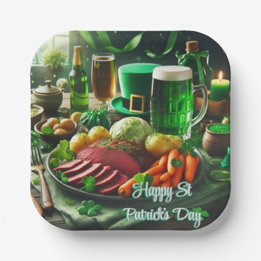 Gelukkig St. Patrick's Day diner papieren bord (Voorkant)