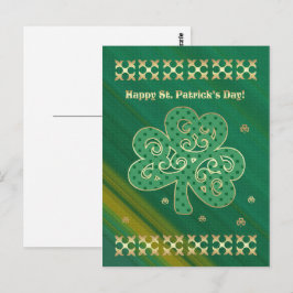 Gelukkig St. Patrick's Day. Elegant Gold Shamrock Briefkaart