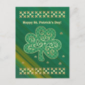 Gelukkig St. Patrick's Day. Elegant Gold Shamrock Briefkaart (Voorkant)