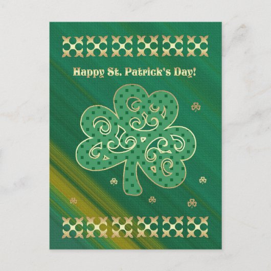 Gelukkig St. Patrick's Day. Elegant Gold Shamrock Briefkaart (Voorkant)