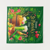 Gelukkig St. Patrick's Day Feestelijke Viering Wandkleed (Voorkant (horizontaal))