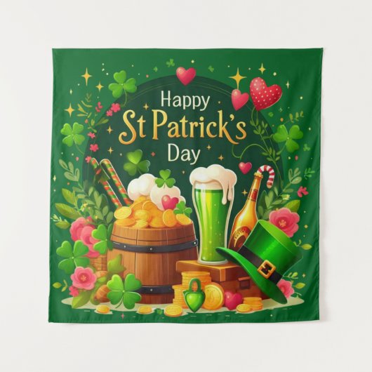 Gelukkig St. Patrick's Day Feestelijke Viering Wandkleed (Voorkant)