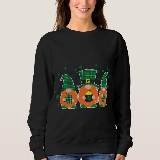 Gelukkig St. Patrick's Day Funny Three Gnomes Hold Trui (Voorkant)