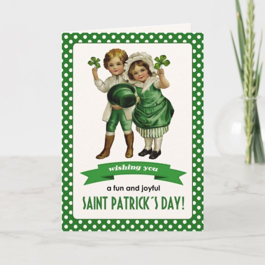 Gelukkig St. Patrick's Day.  Iers Kinder Kaart (Voorkant)