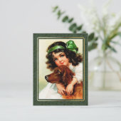 Gelukkig St. Patrick's Day.  Iers meisje Briefkaart (Staand voorkant)