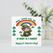 Gelukkig St. Patrick's Day Kaart | Leprechaun Kat (Staand voorkant)