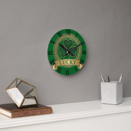 Gelukkig St. Patrick's Day Klaver Ierse Romeinse K Ronde Klok