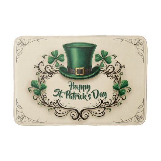 Gelukkig St. Patrick's Day Klaverontwerp Badmat (Voorkant)
