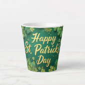 Gelukkig St. Patrick's Day Klaverontwerp Latte Mok (Voorkant)