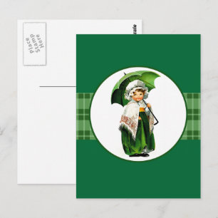 Gelukkig St. Patrick's Day.  klein Iers meisje Briefkaart