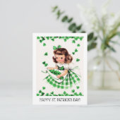 Gelukkig St. Patrick's Day.  klein Iers meisje Briefkaart (Staand voorkant)