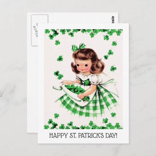 Gelukkig St. Patrick's Day.  klein Iers meisje Briefkaart (Voorkant / Achterkant)