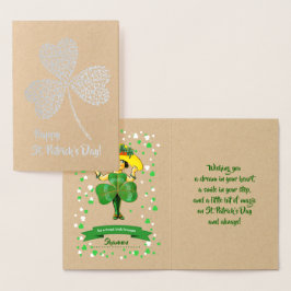 Gelukkig St. Patrick's Day. klein Iers meisje Folie Kaarten